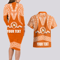 Tonga Tailulu College Couples Matching Long Sleeve Bodycon Dress and Hawaiian Shirt Traditional Ngatu and Polynesian Pattern LT03 - Polynesian Pride