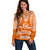 Tonga Tailulu College Off Shoulder Sweater Traditional Ngatu and Polynesian Pattern LT03 Women Orange - Polynesian Pride