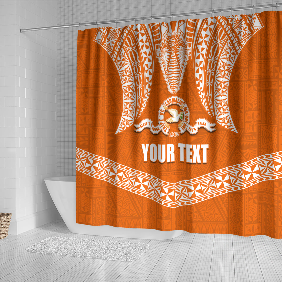 Tonga Tailulu College Shower Curtain Traditional Ngatu and Polynesian Pattern LT03 - Polynesian Pride