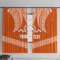 Tonga Tailulu College Window Curtain Traditional Ngatu and Polynesian Pattern LT03 With Hooks Orange - Polynesian Pride