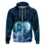 Dolphin Couple Love Story Valentine Day Hoodie With Polynesian Tribal Tattoo Blue Style LT03 Zip Hoodie Blue - Polynesian Pride