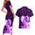 Dolphin Couple Love Story Valentine Day Couples Matching Short Sleeve Bodycon Dress and Hawaiian Shirt With Polynesian Tribal Tattoo Purple Style LT03 - Polynesian Pride