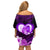 Dolphin Couple Love Story Valentine Day Family Matching Off Shoulder Short Dress and Hawaiian Shirt With Polynesian Tribal Tattoo Purple Style LT03 - Polynesian Pride