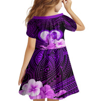 Dolphin Couple Love Story Valentine Day Family Matching Short Sleeve Bodycon Dress and Hawaiian Shirt With Polynesian Tribal Tattoo Purple Style LT03 - Polynesian Pride