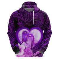 Dolphin Couple Love Story Valentine Day Hoodie With Polynesian Tribal Tattoo Purple Style LT03 - Polynesian Pride