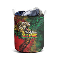 Aotearoa One Love Laundry Basket Reggae Lion with Kakahu Huruhuru