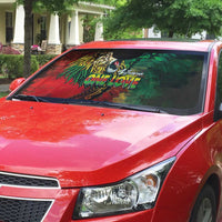 Aotearoa One Love Auto Sun Shade Reggae Lion with Kakahu Huruhuru