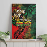 Aotearoa One Love Canvas Wall Art Reggae Lion with Kakahu Huruhuru