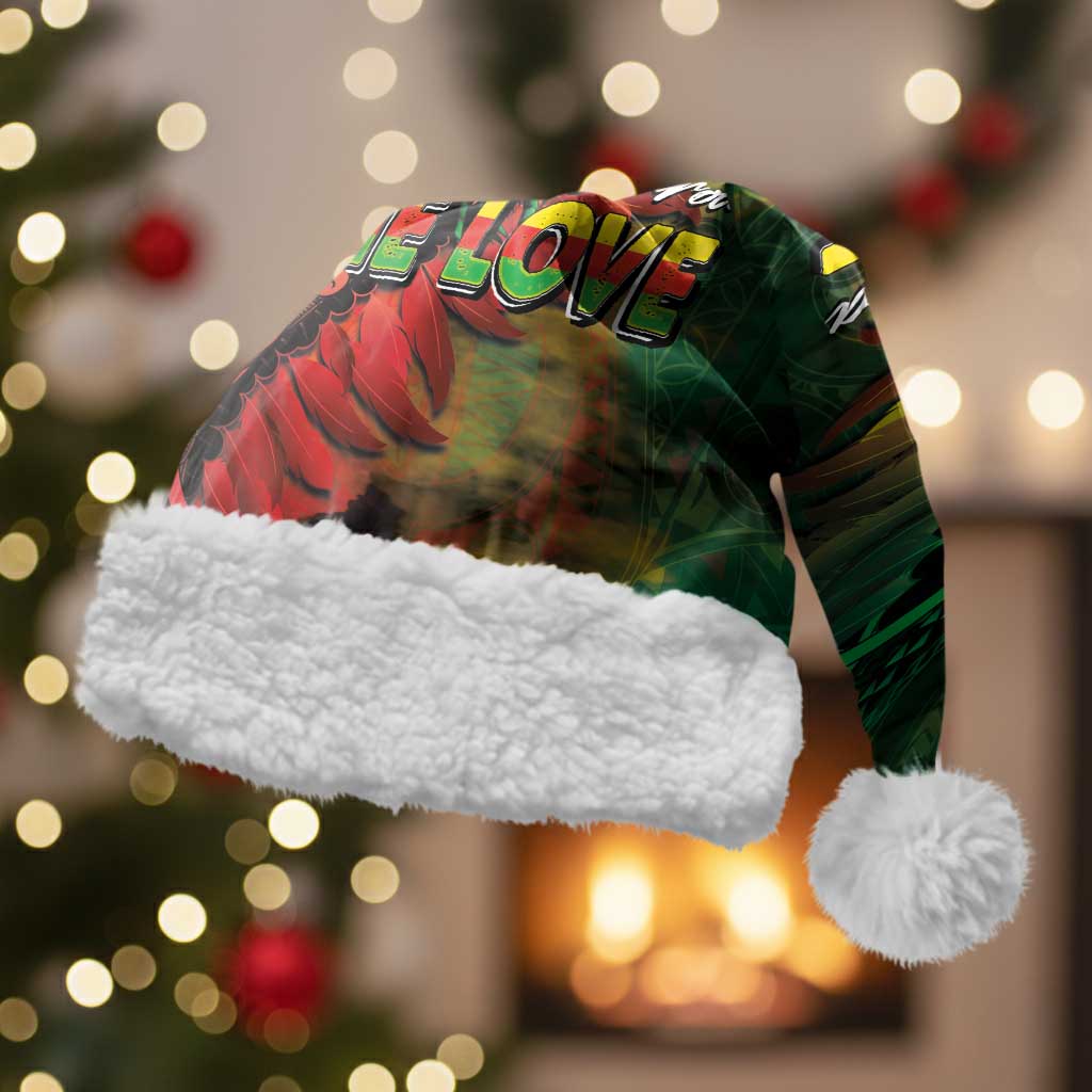Aotearoa One Love Christmas Santa Hat Reggae Lion with Kakahu Huruhuru