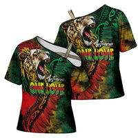 Aotearoa One Love Cross Shoulder Shirt Reggae Lion with Kakahu Huruhuru