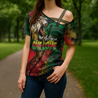 Aotearoa One Love Cross Shoulder Shirt Reggae Lion with Kakahu Huruhuru