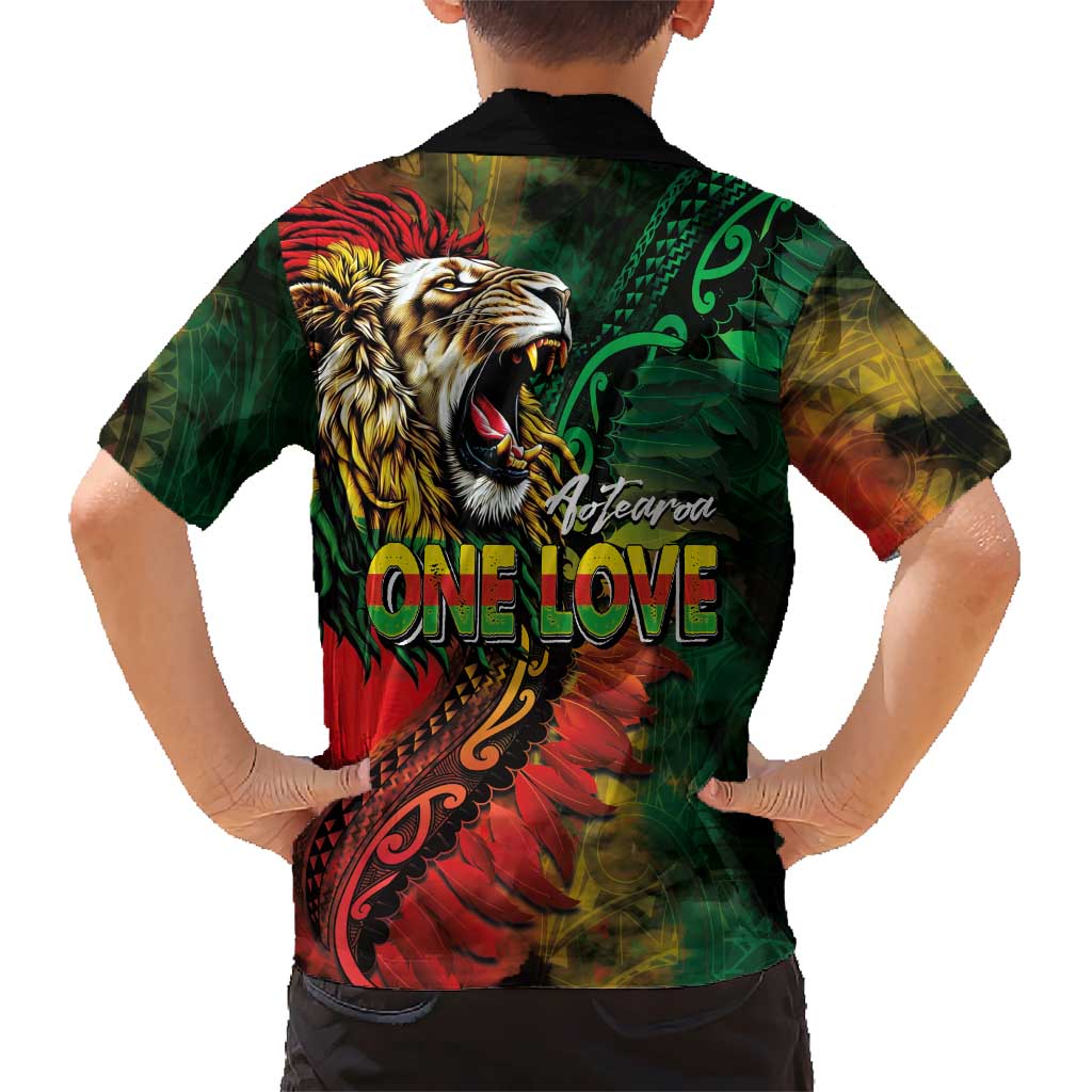 Aotearoa One Love Family Matching Mermaid Dress and Hawaiian Shirt Reggae Lion with Kakahu Huruhuru LT03 - Polynesian Pride