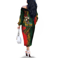 Aotearoa One Love Family Matching Off The Shoulder Long Sleeve Dress and Hawaiian Shirt Reggae Lion with Kakahu Huruhuru LT03 - Polynesian Pride