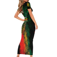 Aotearoa One Love Family Matching Short Sleeve Bodycon Dress and Hawaiian Shirt Reggae Lion with Kakahu Huruhuru LT03 - Polynesian Pride