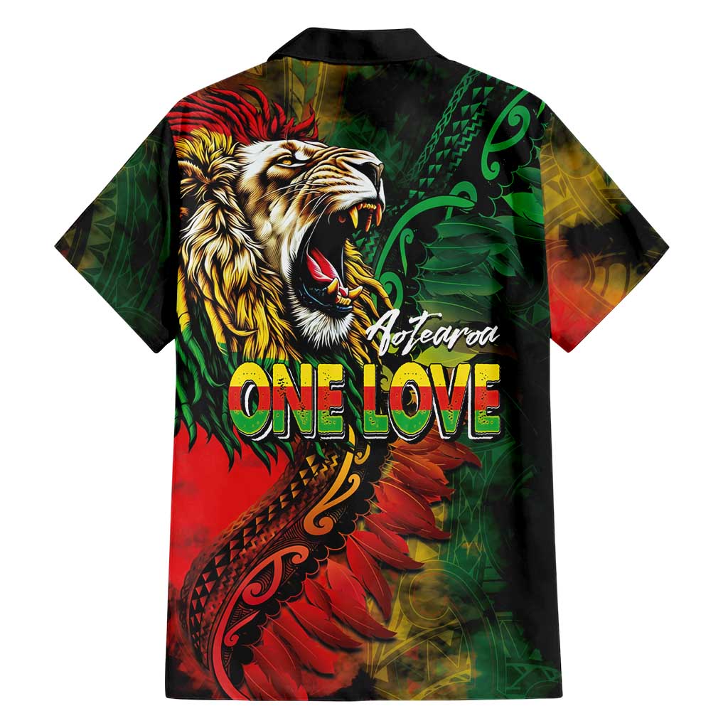 Aotearoa One Love Family Matching Summer Maxi Dress and Hawaiian Shirt Reggae Lion with Kakahu Huruhuru LT03 - Polynesian Pride
