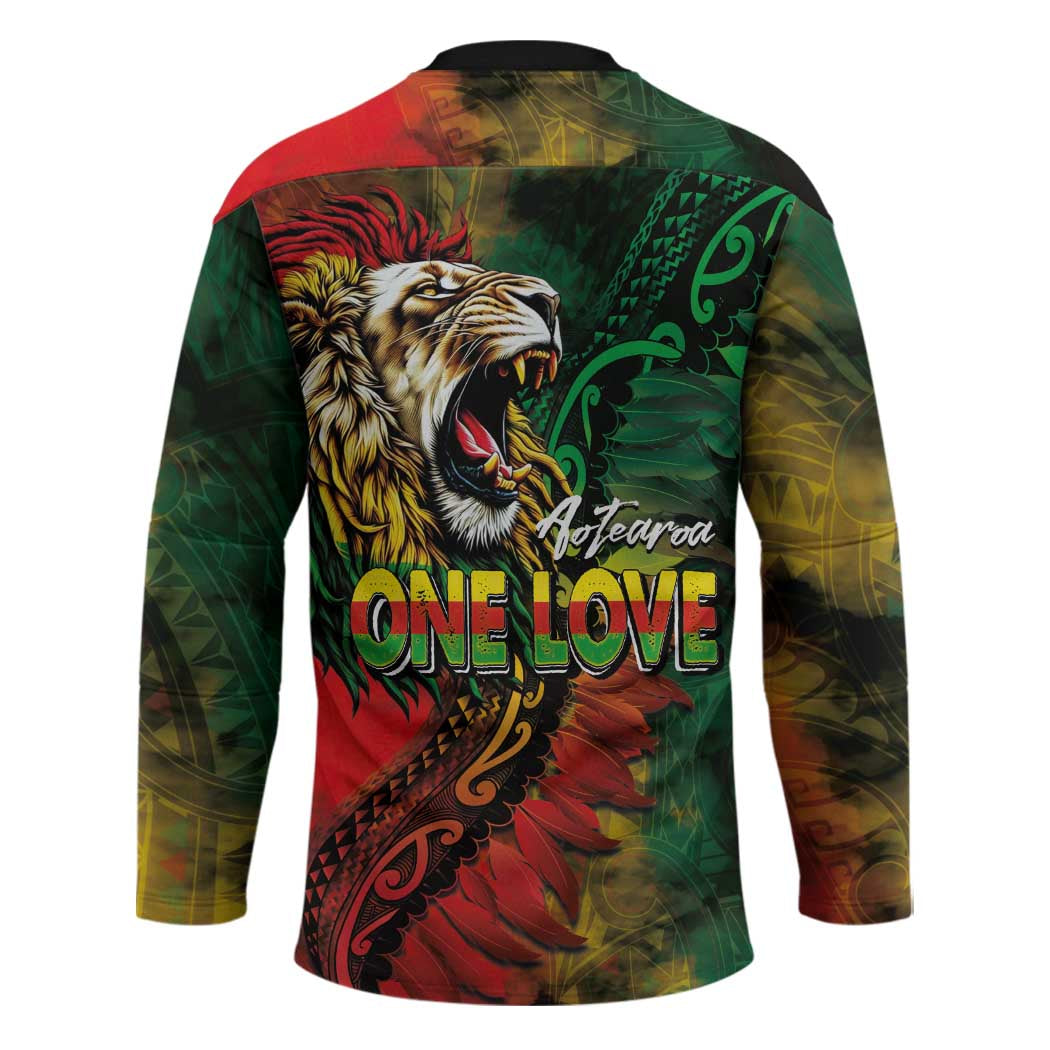 Aotearoa One Love Hockey Jersey Reggae Lion with Kakahu Huruhuru