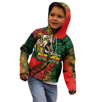 Aotearoa One Love Kid Hoodie Reggae Lion with Kakahu Huruhuru