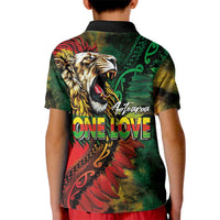 Aotearoa One Love Kid Polo Shirt Reggae Lion with Kakahu Huruhuru