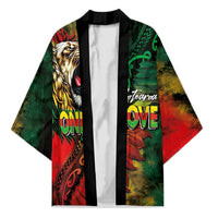 Aotearoa One Love Kimono Reggae Lion with Kakahu Huruhuru