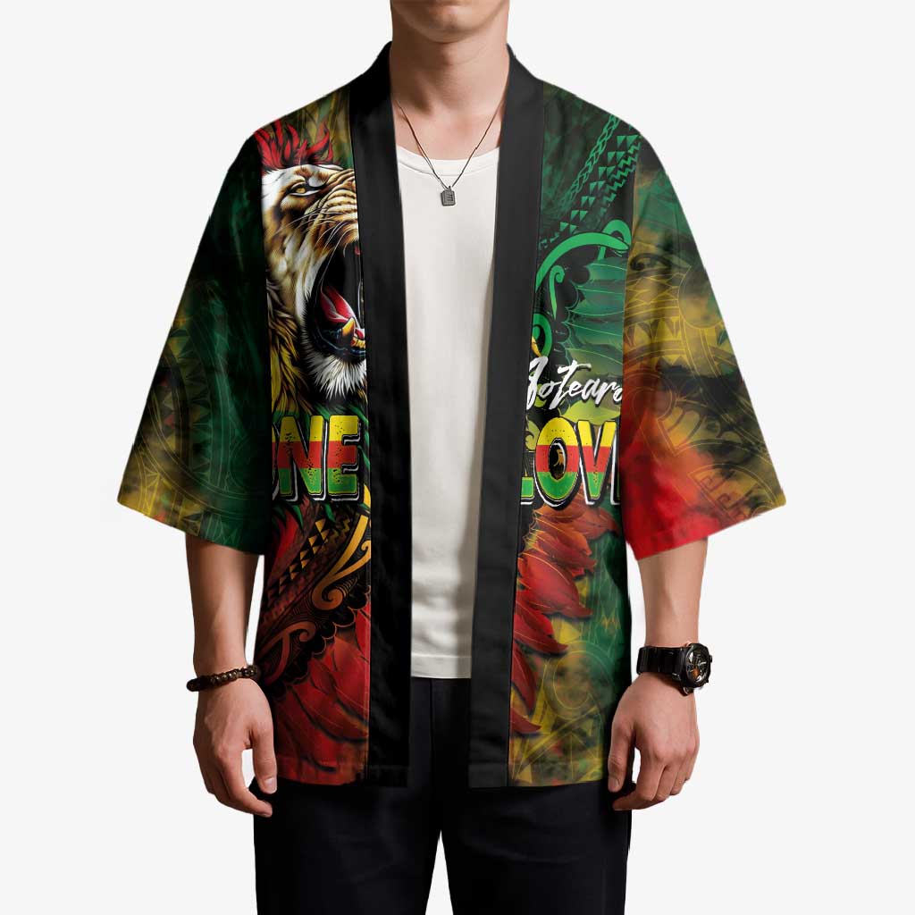 Aotearoa One Love Kimono Reggae Lion with Kakahu Huruhuru