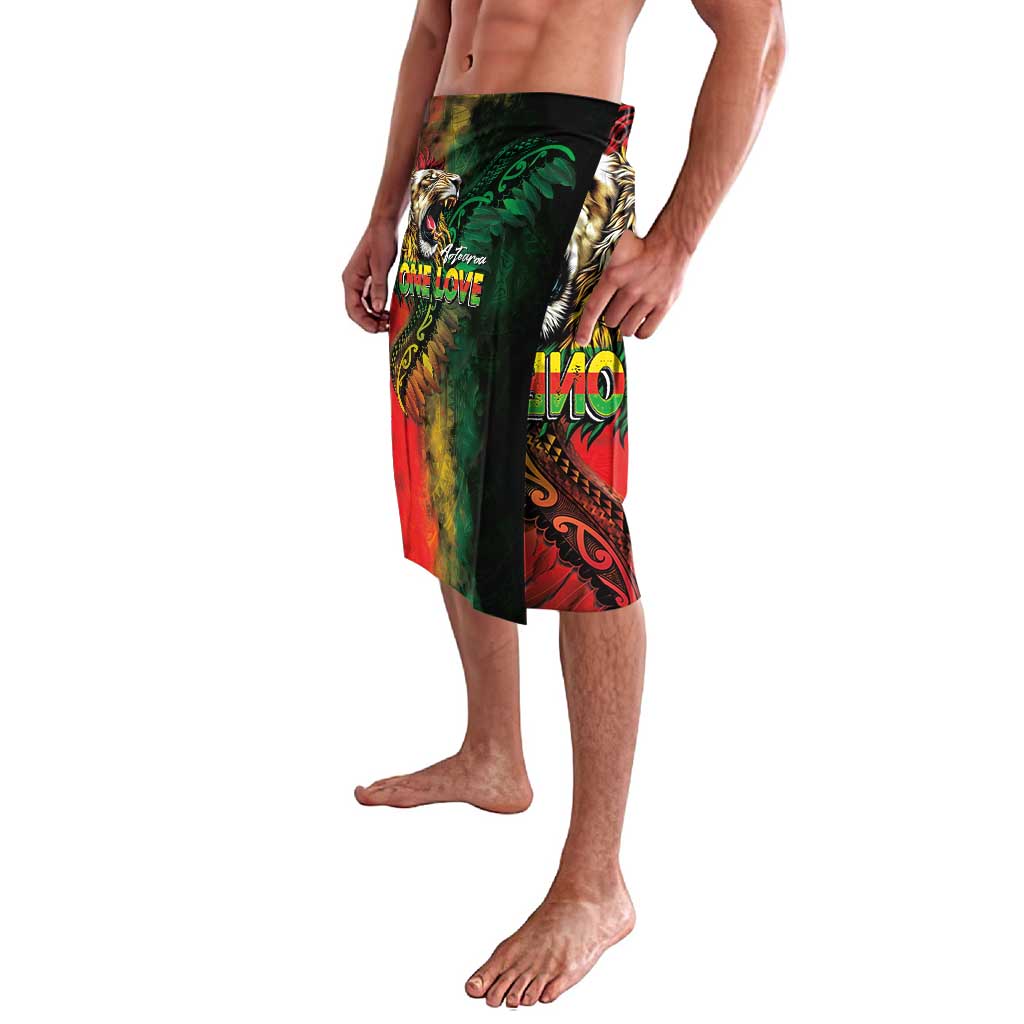 Aotearoa One Love Lavalava Reggae Lion with Kakahu Huruhuru