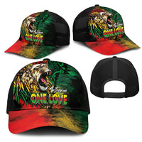 Aotearoa One Love Mesh Trucker Cap Reggae Lion with Kakahu Huruhuru