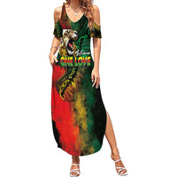 Aotearoa One Love Summer Maxi Dress Reggae Lion with Kakahu Huruhuru