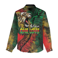 Aotearoa One Love Women Casual Shirt Reggae Lion with Kakahu Huruhuru