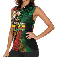 Aotearoa One Love Women Sleeveless Polo Shirt Reggae Lion with Kakahu Huruhuru