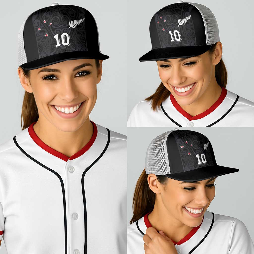 Custom Aotearoa Rugby Baseball Net Cap Fern Blacks-Traditional Maori Motifs Design LT03 - Polynesian Pride