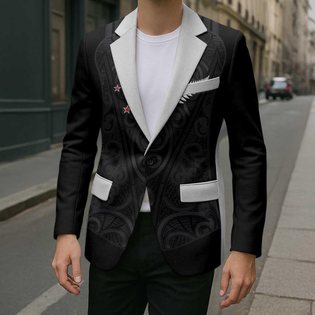Custom Aotearoa Rugby Blazer Fern Blacks-Traditional Maori Motifs Design