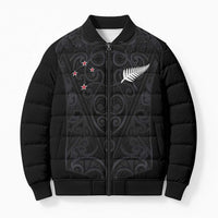 Custom Aotearoa Rugby Bomber Puffer Jacket Fern Blacks-Traditional Maori Motifs Design