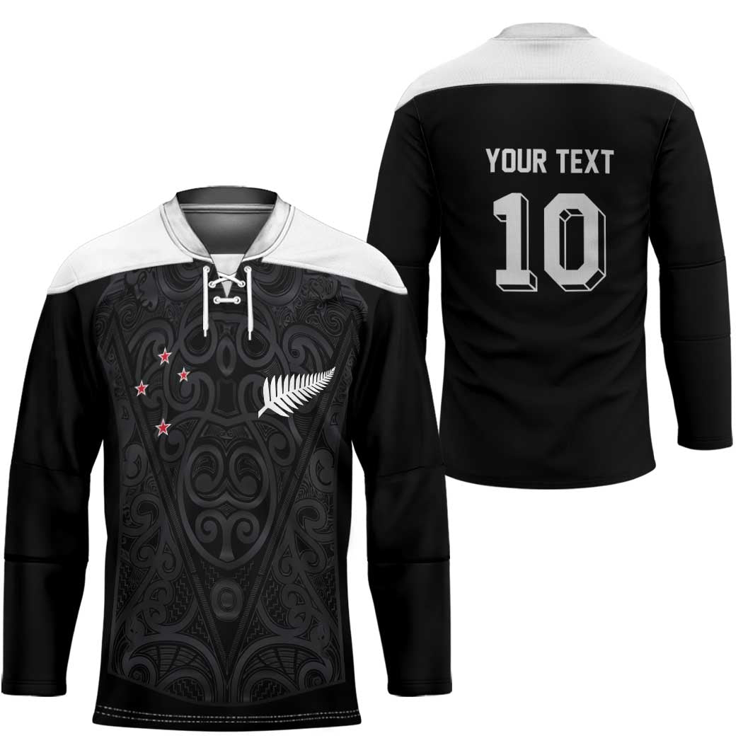 Custom Aotearoa Rugby Hockey Jersey Fern Blacks-Traditional Maori Motifs Design