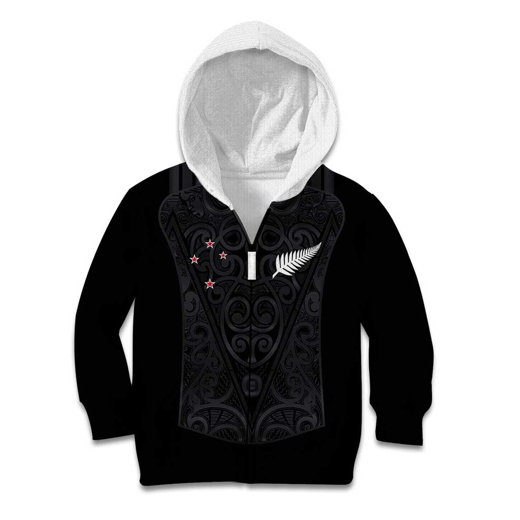 Custom Aotearoa Rugby Kid Hoodie Fern Blacks-Traditional Maori Motifs Design