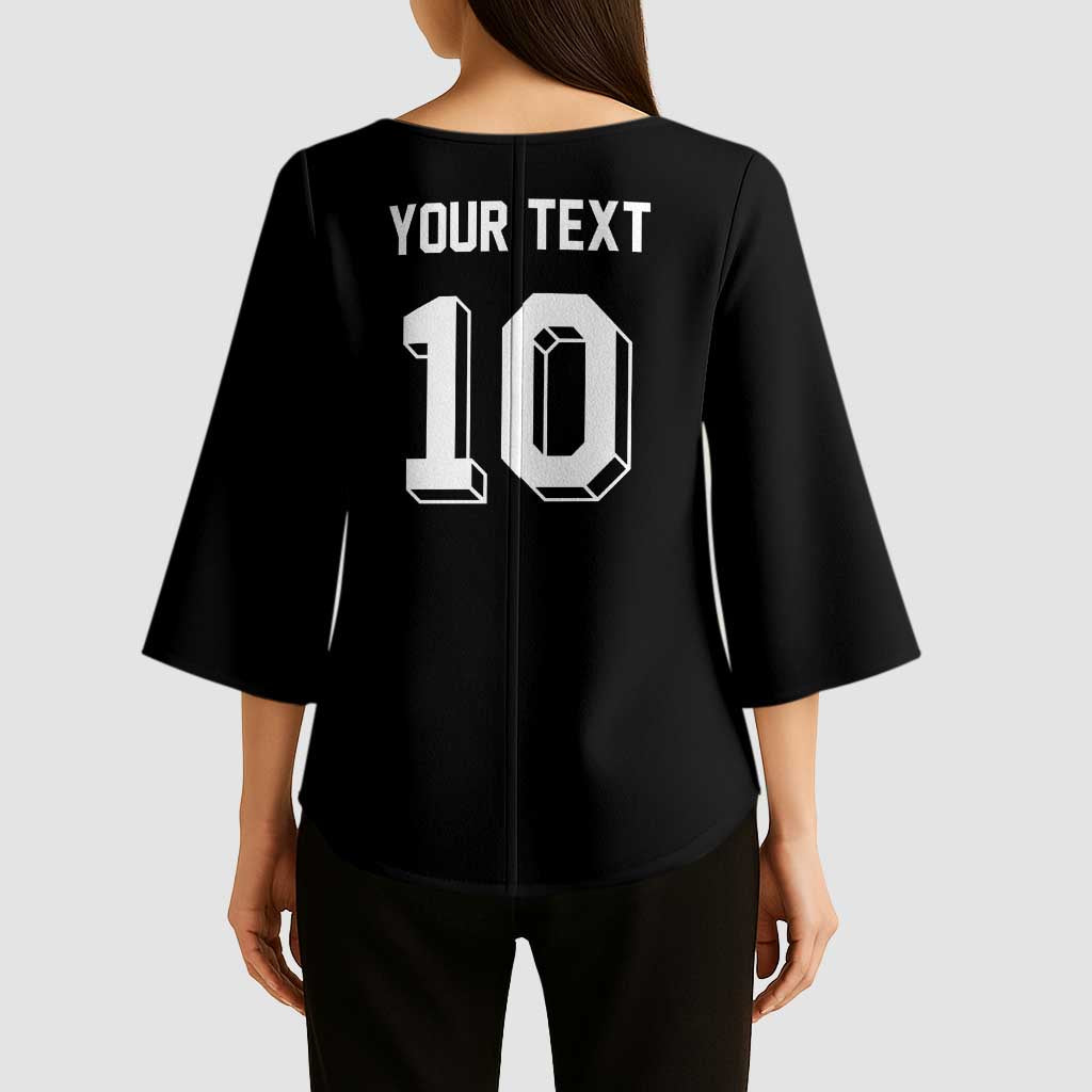 Custom Aotearoa Rugby Kimono Sleeve Blouse Fern Blacks-Traditional Maori Motifs Design