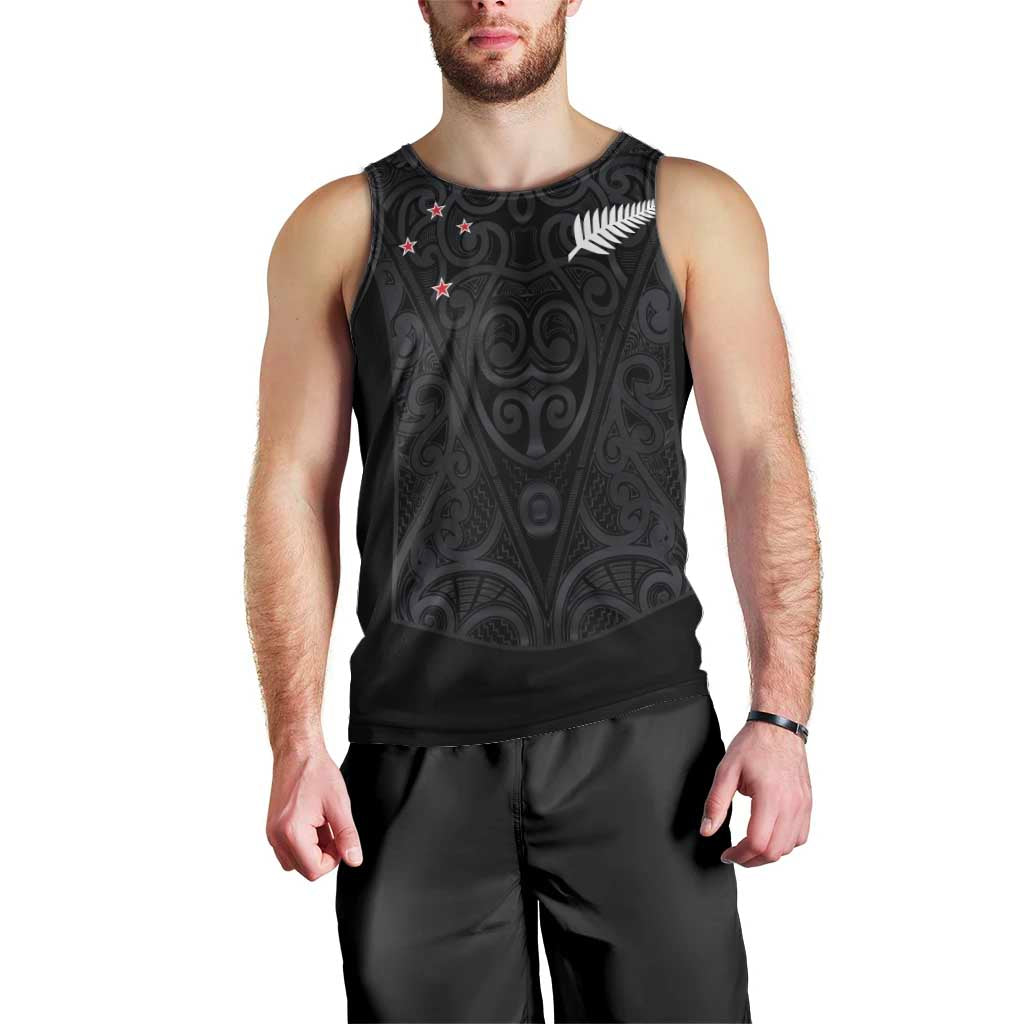 Custom Aotearoa Rugby Men Tank Top Fern Blacks-Traditional Maori Motifs Design