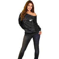 Custom Aotearoa Rugby Off Shoulder Sweater Fern Blacks-Traditional Maori Motifs Design