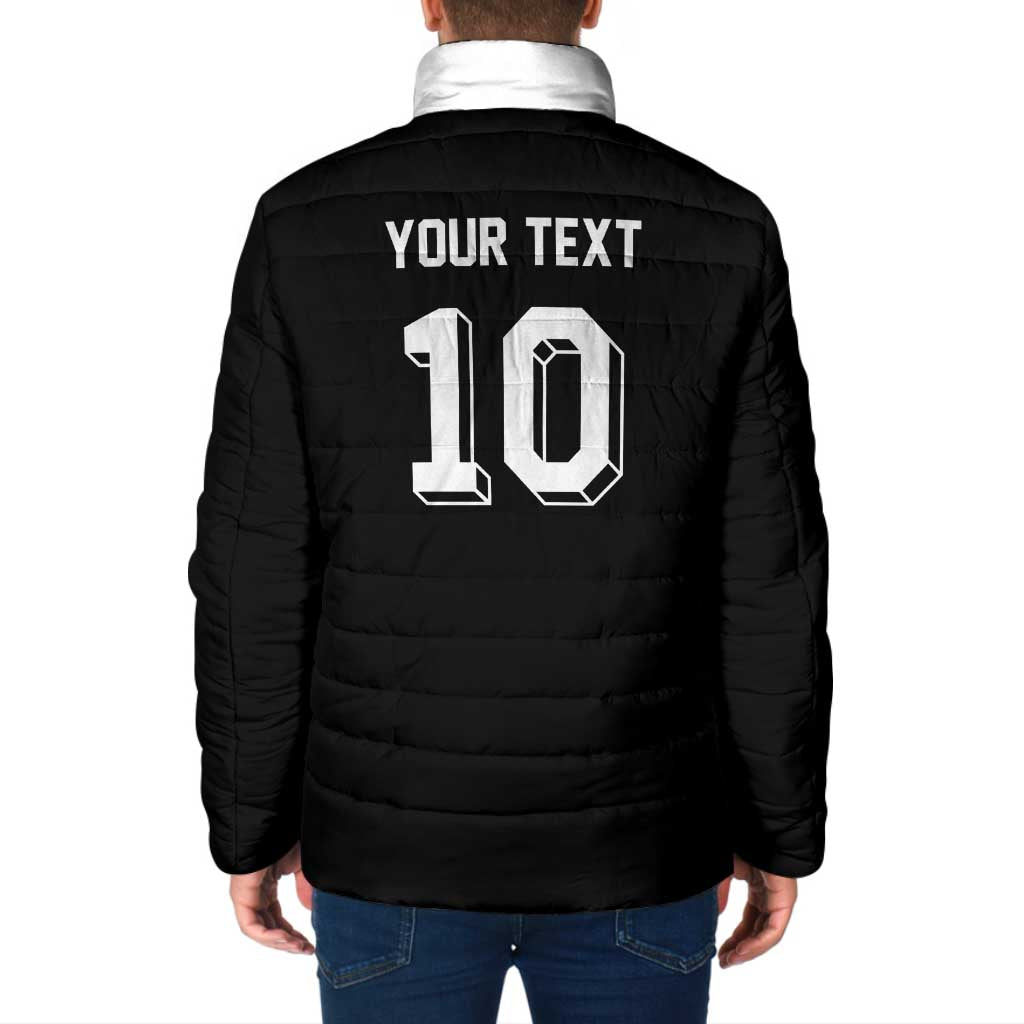 Custom Aotearoa Rugby Padded Jacket Fern Blacks-Traditional Maori Motifs Design