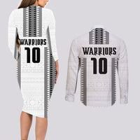 Fiji Rugby Warriors Couples Matching Long Sleeve Bodycon Dress and Long Sleeve Button Shirt Masi Tribal Pattern Go Champion 2024 LT03 - Polynesian Pride