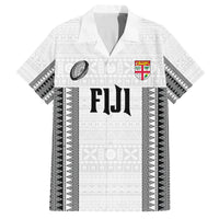 Fiji Rugby Warriors Family Matching Long Sleeve Bodycon Dress and Hawaiian Shirt Masi Tribal Pattern Go Champion 2024 LT03 Dad's Shirt - Short Sleeve White - Polynesian Pride