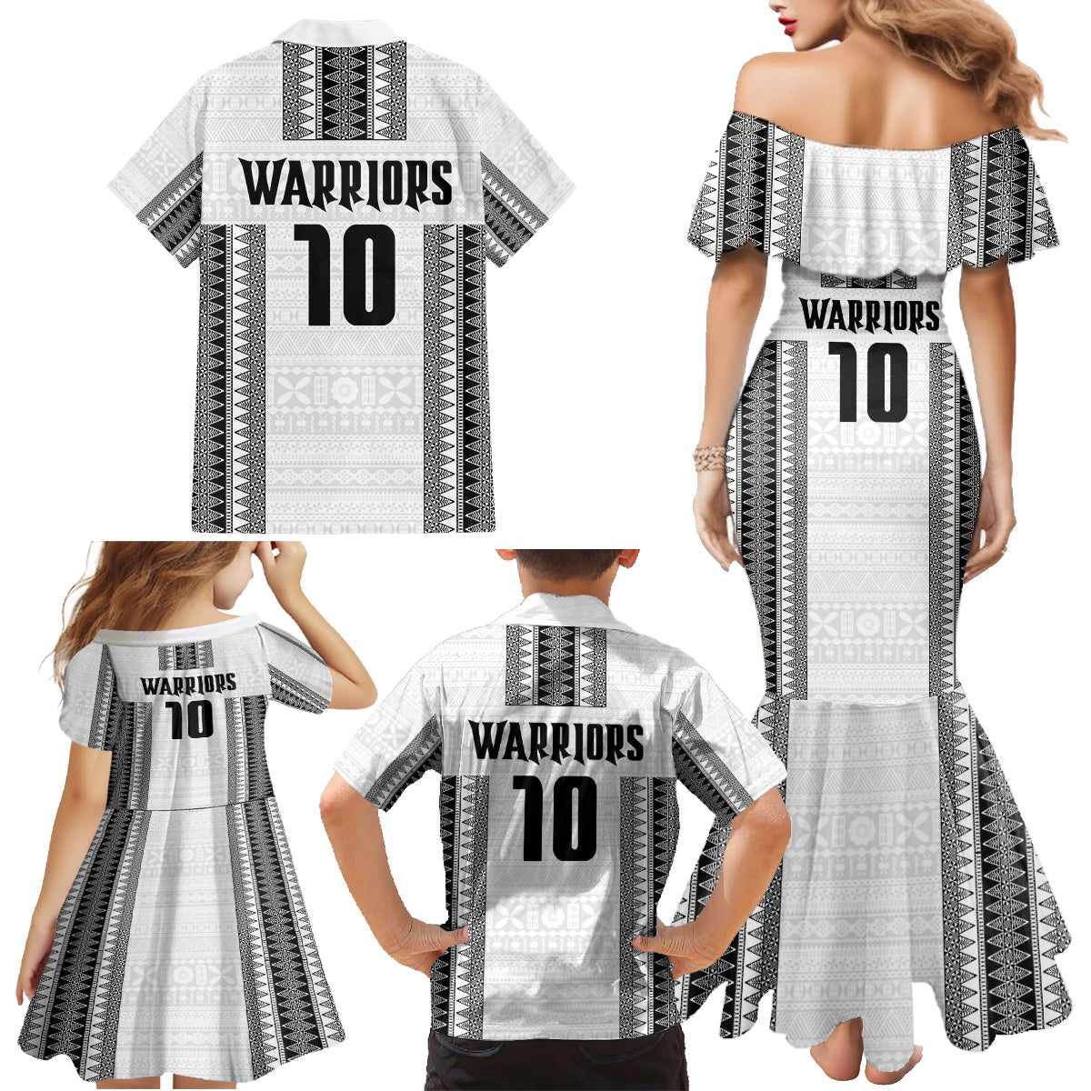 Fiji Rugby Warriors Family Matching Mermaid Dress and Hawaiian Shirt Masi Tribal Pattern Go Champion 2024 LT03 - Polynesian Pride