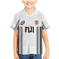 Fiji Rugby Warriors Family Matching Mermaid Dress and Hawaiian Shirt Masi Tribal Pattern Go Champion 2024 LT03 Son's Shirt White - Polynesian Pride