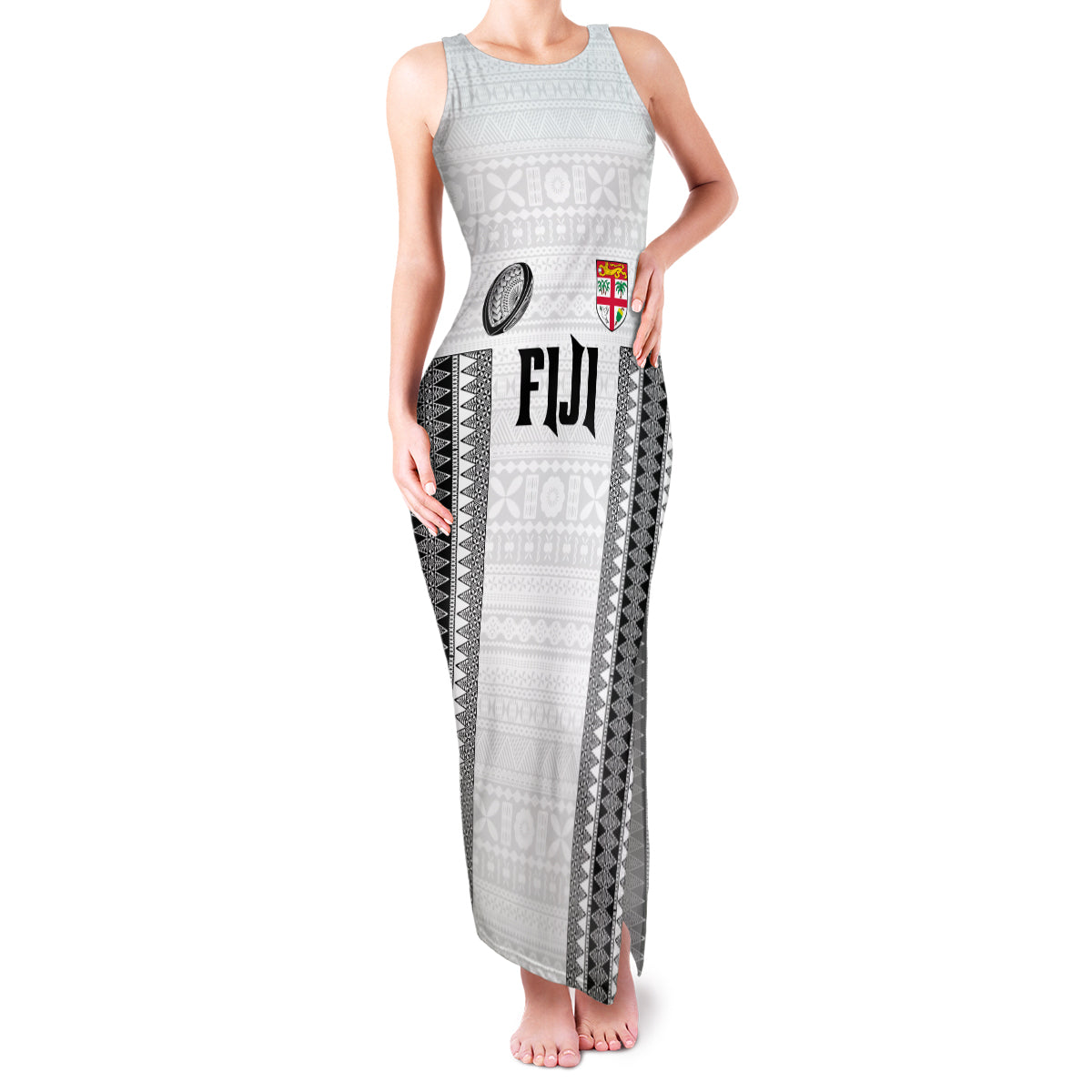 Fiji Rugby Warriors Family Matching Tank Maxi Dress and Hawaiian Shirt Masi Tribal Pattern Go Champion 2024