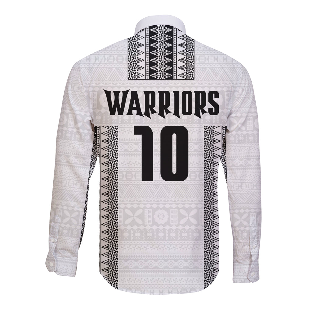 Fiji Rugby Warriors Long Sleeve Button Shirt Masi Tribal Pattern Go Champion 2024
