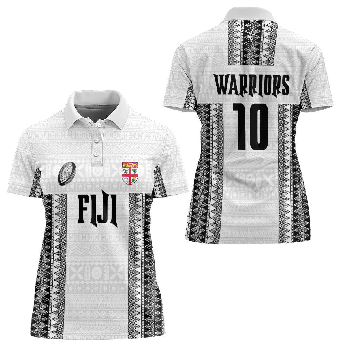 Fiji Rugby Warriors Women Polo Shirt Masi Tribal Pattern Go Champion 2024