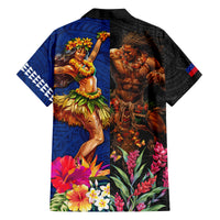 Hawaii and Samoa Together Family Matching Tank Maxi Dress and Hawaiian Shirt Samoan Warrior and Beauty Hula Girl