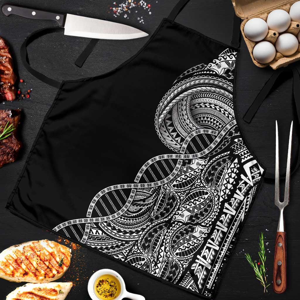 Samoan DNA Art Tattoo Apron Polynesian Pattern Black Color