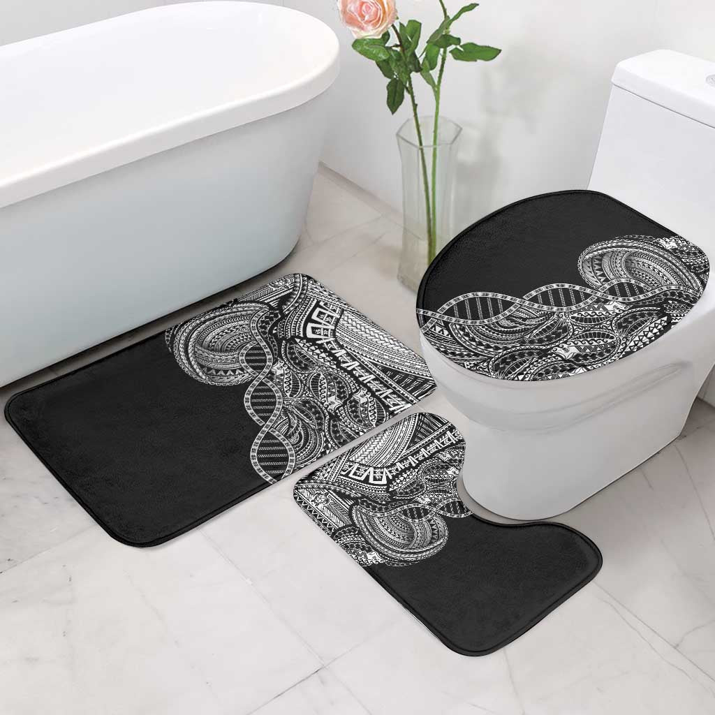 Samoan DNA Art Tattoo Bathroom Set Polynesian Pattern Black Color