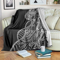 Samoan DNA Art Tattoo Blanket Polynesian Pattern Black Color