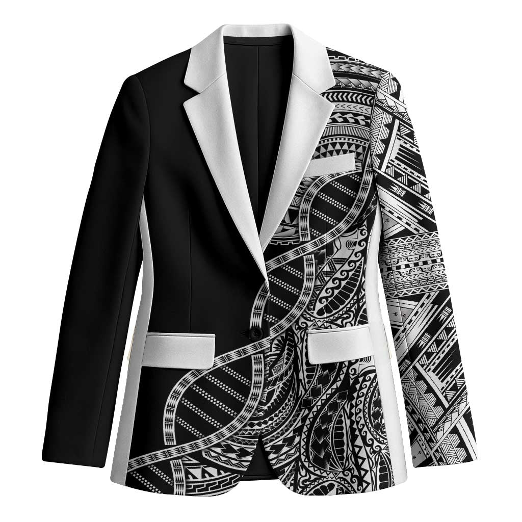 Samoan DNA Art Tattoo Blazer Polynesian Pattern Black Color